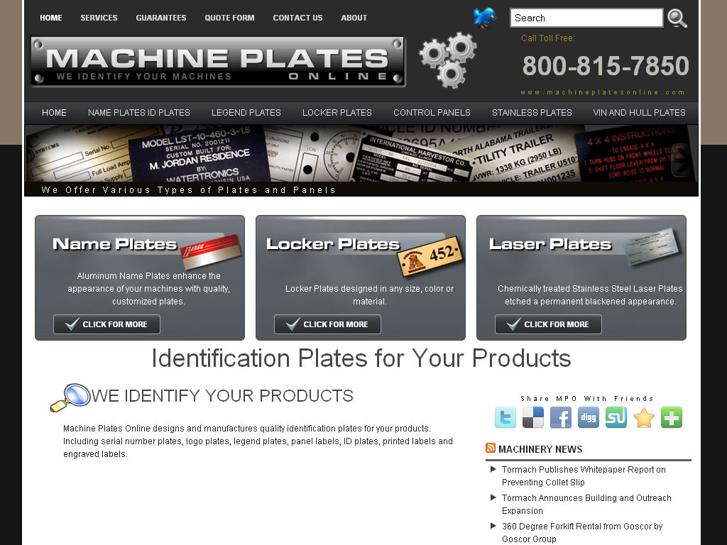 Machine Plates Online Brisco
